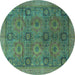 Round Oriental Turquoise Modern Rug, abs4139turq