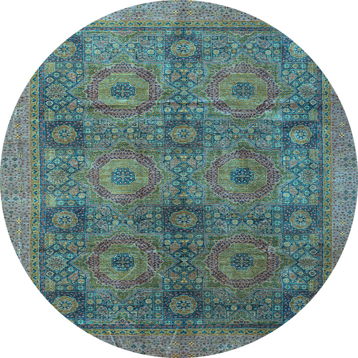 Round Oriental Light Blue Modern Rug, abs4139lblu