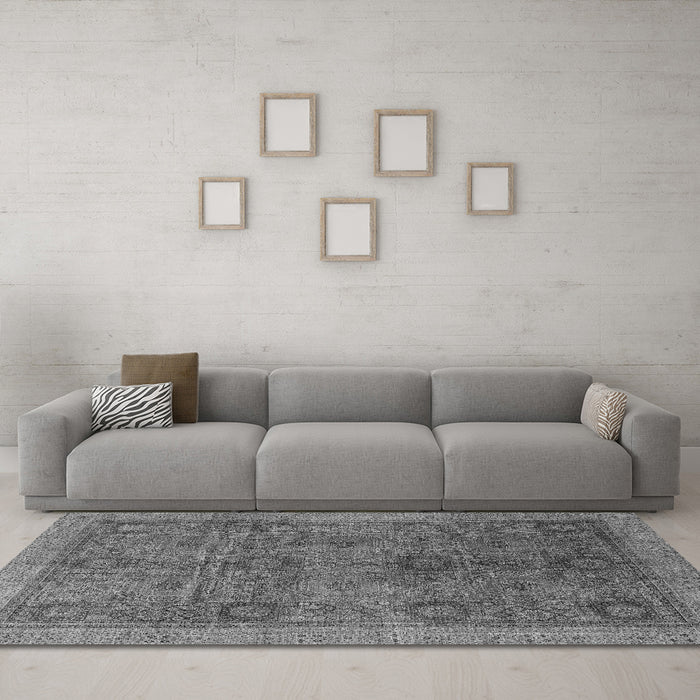 Machine Washable Oriental Gray Modern Rug in a Living Room,, wshabs4139gry