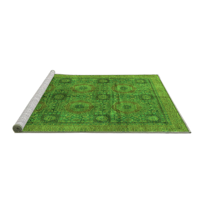 Sideview of Machine Washable Oriental Green Modern Area Rugs, wshabs4139grn