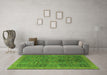 Machine Washable Oriental Green Modern Area Rugs in a Living Room,, wshabs4139grn