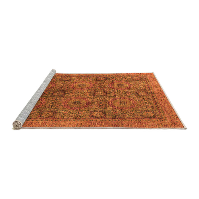 Sideview of Machine Washable Oriental Orange Modern Area Rugs, wshabs4139org