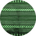 Round Abstract Emerald Green Modern Rug, abs413emgrn