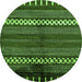 Round Abstract Green Modern Rug, abs413grn