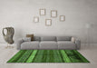 Machine Washable Abstract Green Modern Area Rugs in a Living Room,, wshabs413grn