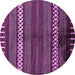 Round Machine Washable Abstract Purple Modern Area Rugs, wshabs413pur