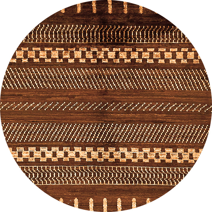 Round Machine Washable Abstract Orange Modern Area Rugs, wshabs413org