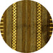 Round Abstract Yellow Modern Rug, abs413yw