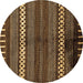 Round Abstract Brown Modern Rug, abs413brn