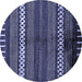 Round Machine Washable Abstract Blue Modern Rug, wshabs413blu