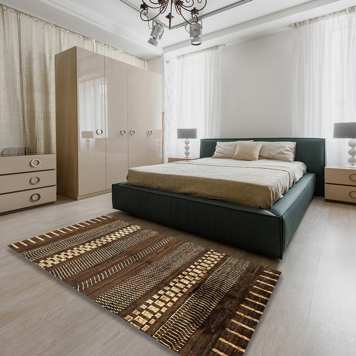 Abstract Red Modern Rug in a Bedroom, abs413