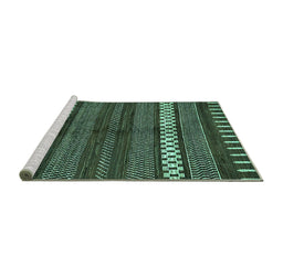 Sideview of Machine Washable Abstract Turquoise Modern Area Rugs, wshabs413turq