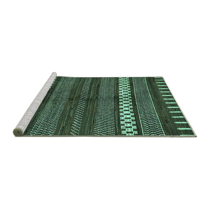 Sideview of Machine Washable Abstract Turquoise Modern Area Rugs, wshabs413turq
