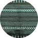 Round Abstract Light Blue Modern Rug, abs413lblu