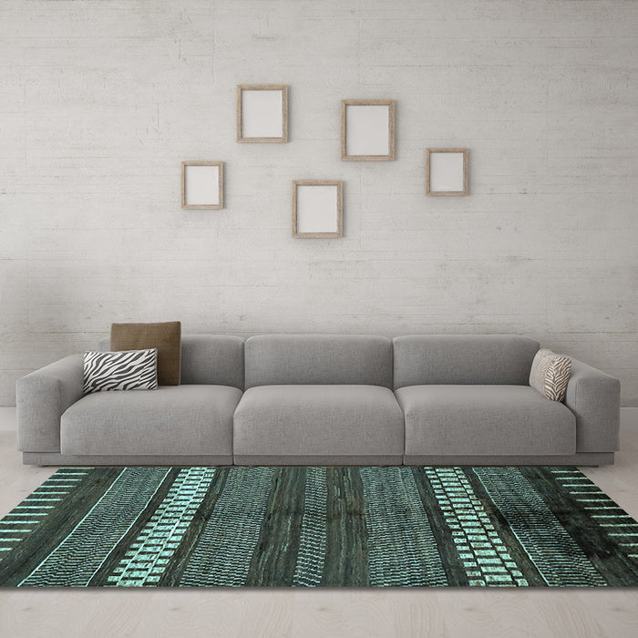 Machine Washable Abstract Light Blue Modern Rug in a Living Room, wshabs413lblu