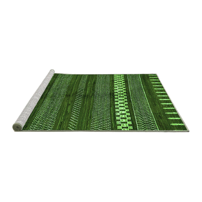 Sideview of Machine Washable Abstract Green Modern Area Rugs, wshabs413grn