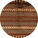 Round Abstract Orange Modern Rug, abs413org