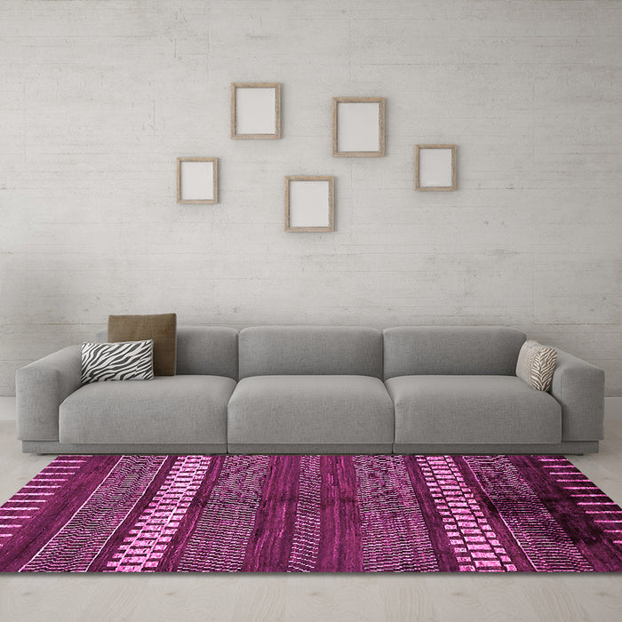 Machine Washable Abstract Pink Modern Rug in a Living Room, wshabs413pnk