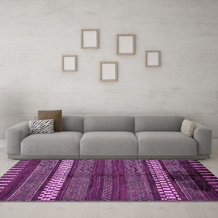 Machine Washable Abstract Purple Modern Area Rugs in a Living Room, wshabs413pur