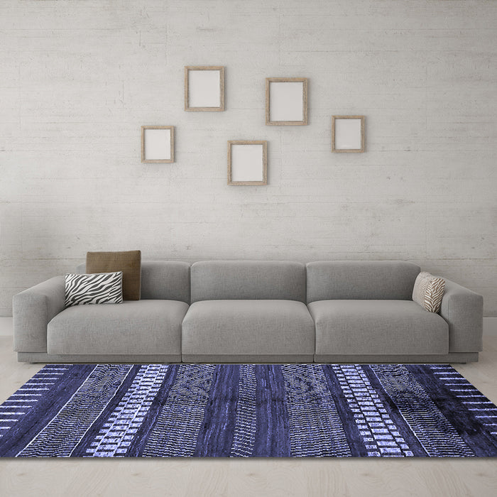 Machine Washable Abstract Blue Modern Rug in a Living Room, wshabs413blu