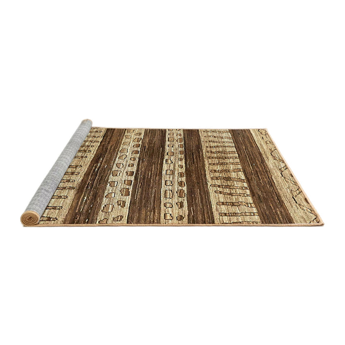 Sideview of Machine Washable Abstract Saddle Brown Rug, wshabs414