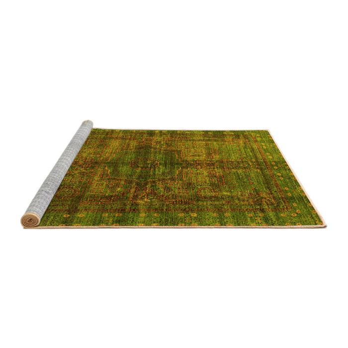 Sideview of Machine Washable Oriental Yellow Modern Rug, wshabs4140yw
