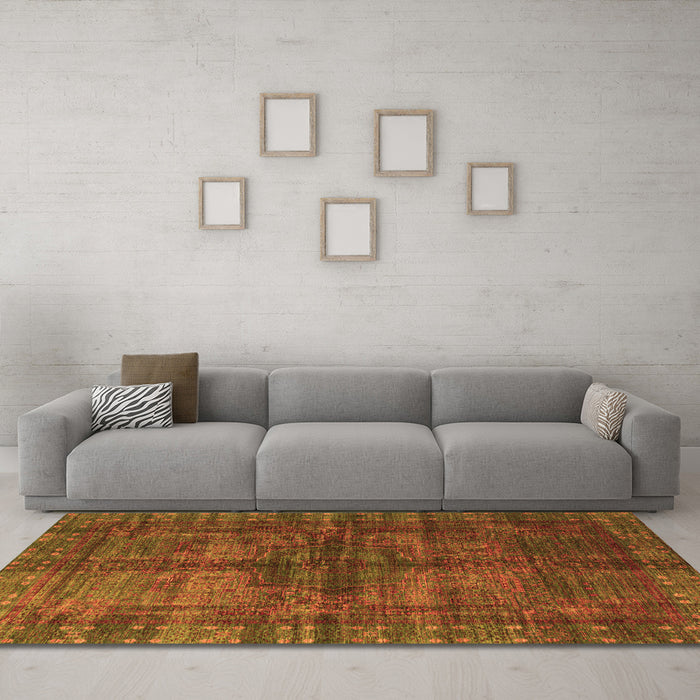 Machine Washable Oriental Orange Modern Area Rugs in a Living Room, wshabs4140org
