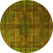 Round Oriental Yellow Modern Rug, abs4140yw