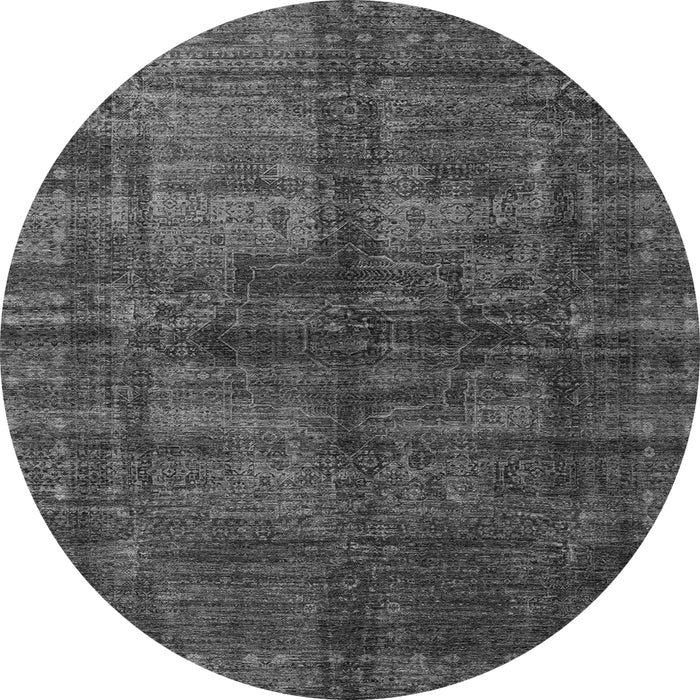 Round Machine Washable Oriental Gray Modern Rug, wshabs4140gry