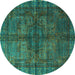 Round Oriental Turquoise Modern Rug, abs4140turq