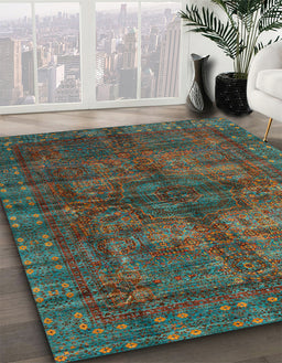 Machine Washable Abstract Red Brown Rug in a Family Room, wshabs4140