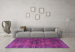 Machine Washable Oriental Pink Modern Rug in a Living Room, wshabs4140pnk