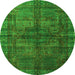 Round Machine Washable Oriental Green Modern Area Rugs, wshabs4140grn