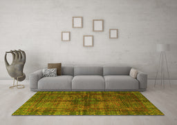 Machine Washable Oriental Yellow Modern Rug in a Living Room, wshabs4140yw