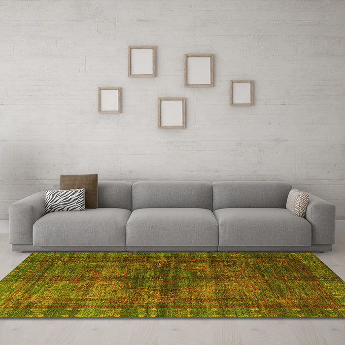 Machine Washable Oriental Yellow Modern Rug in a Living Room, wshabs4140yw