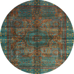 Round Abstract Red Brown Oriental Rug, abs4140