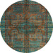 Round Abstract Red Brown Oriental Rug, abs4140