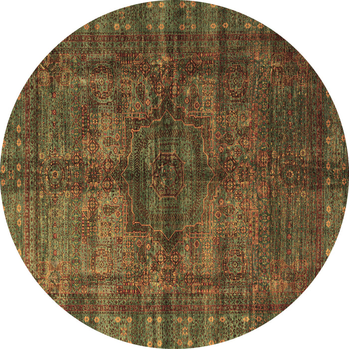 Round Oriental Brown Modern Rug, abs4140brn