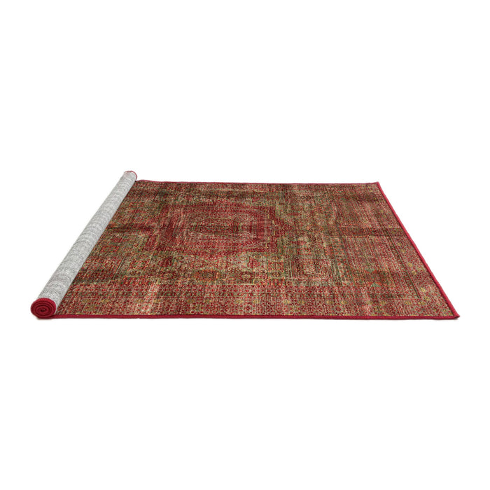 Sideview of Machine Washable Abstract Tomato Red Rug, wshabs4141