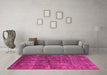 Machine Washable Oriental Pink Modern Rug in a Living Room, wshabs4141pnk