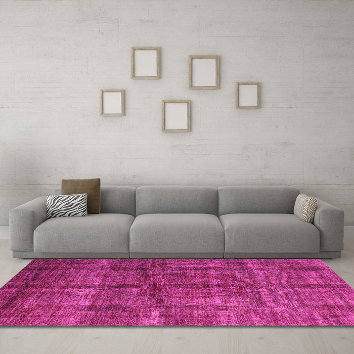 Machine Washable Oriental Pink Modern Rug in a Living Room, wshabs4141pnk