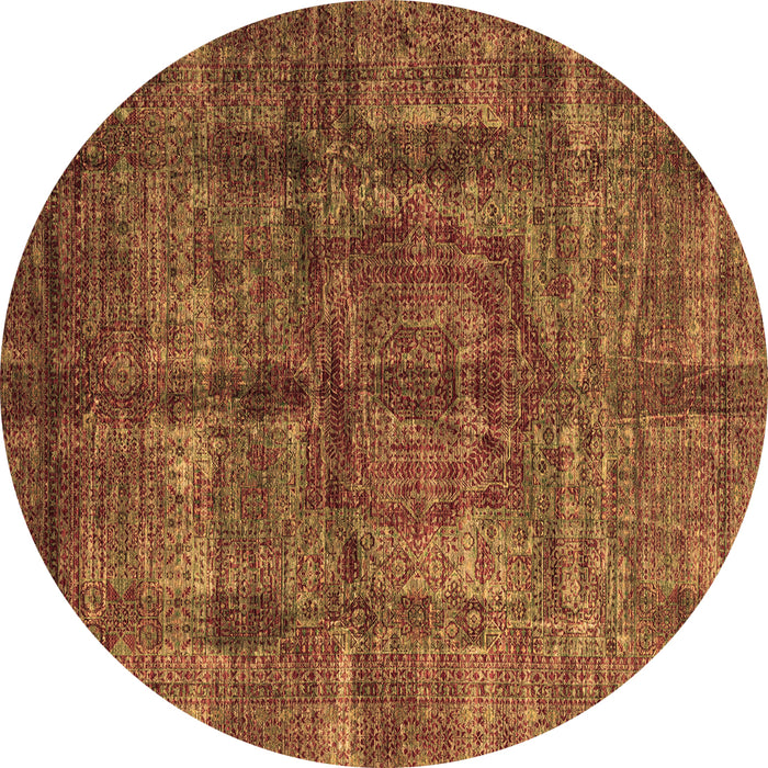Round Machine Washable Oriental Brown Modern Rug, wshabs4141brn