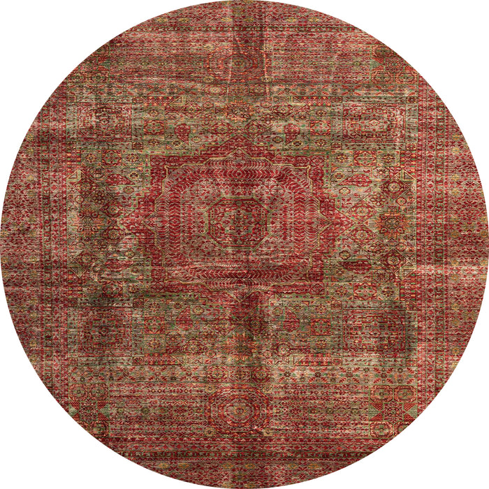 Round Abstract Red Oriental Rug, abs4141