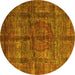 Round Machine Washable Oriental Yellow Modern Rug, wshabs4141yw