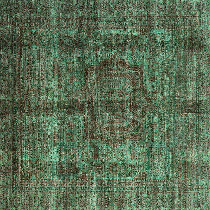 Square Machine Washable Oriental Turquoise Modern Area Rugs, wshabs4141turq