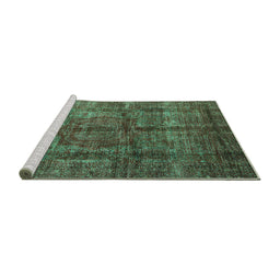 Sideview of Machine Washable Oriental Turquoise Modern Area Rugs, wshabs4141turq