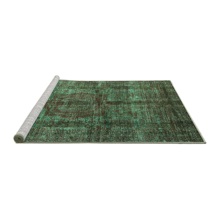 Sideview of Machine Washable Oriental Turquoise Modern Area Rugs, wshabs4141turq