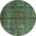 Round Oriental Turquoise Modern Rug, abs4141turq