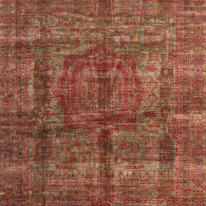 Machine Washable Abstract Tomato Red Rug, wshabs4141