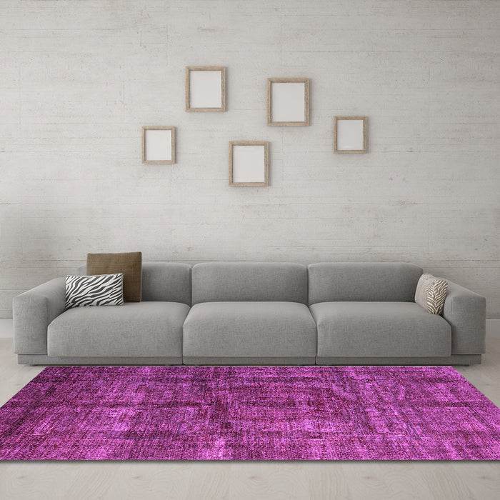 Machine Washable Oriental Purple Modern Area Rugs in a Living Room, wshabs4141pur